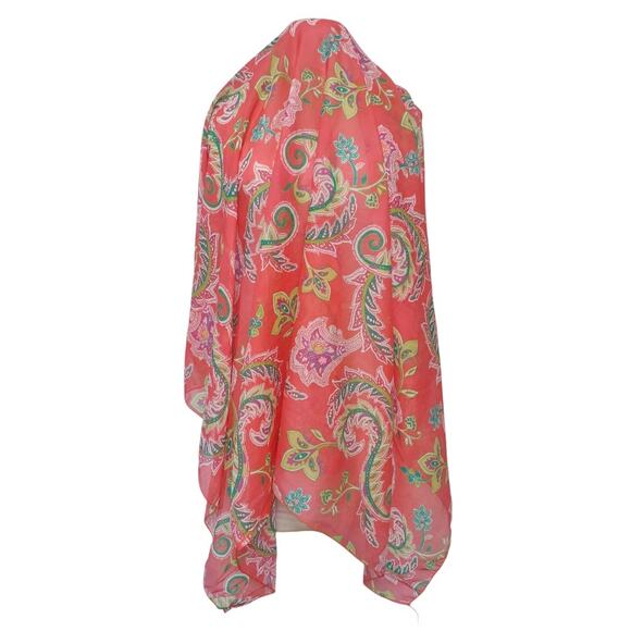 Large Wrap Paisley Floral Scarf Beach Summer Cover Up Cotton Silk Lightweight - Picture 7 of 10